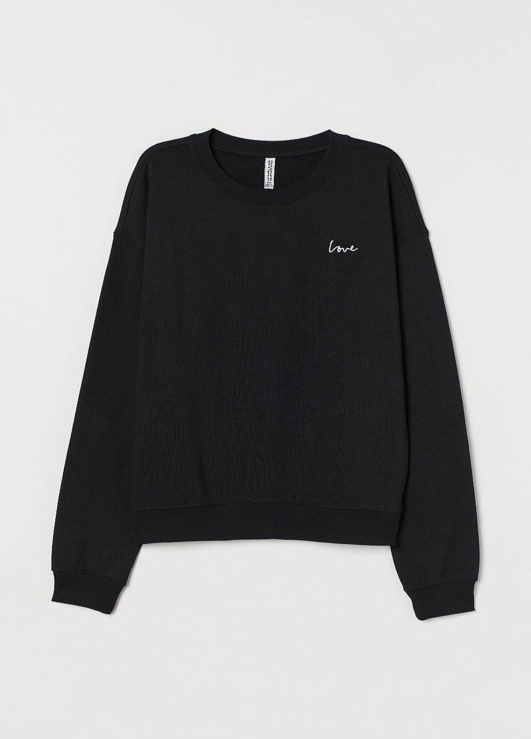 Черный свитшот H&M однотонный (251405791)