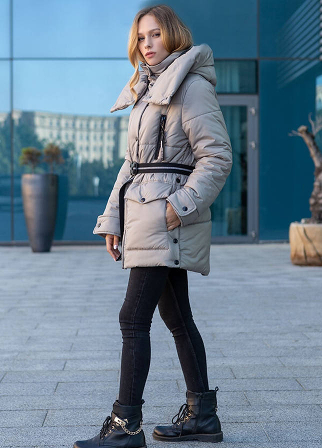 Бежевая зимняя зимняя женская куртка магда MioRichi