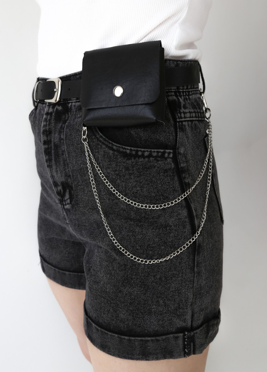 Шорты джинсовые женские черные с отворотом МОМ JEANSclub mom (253162597)