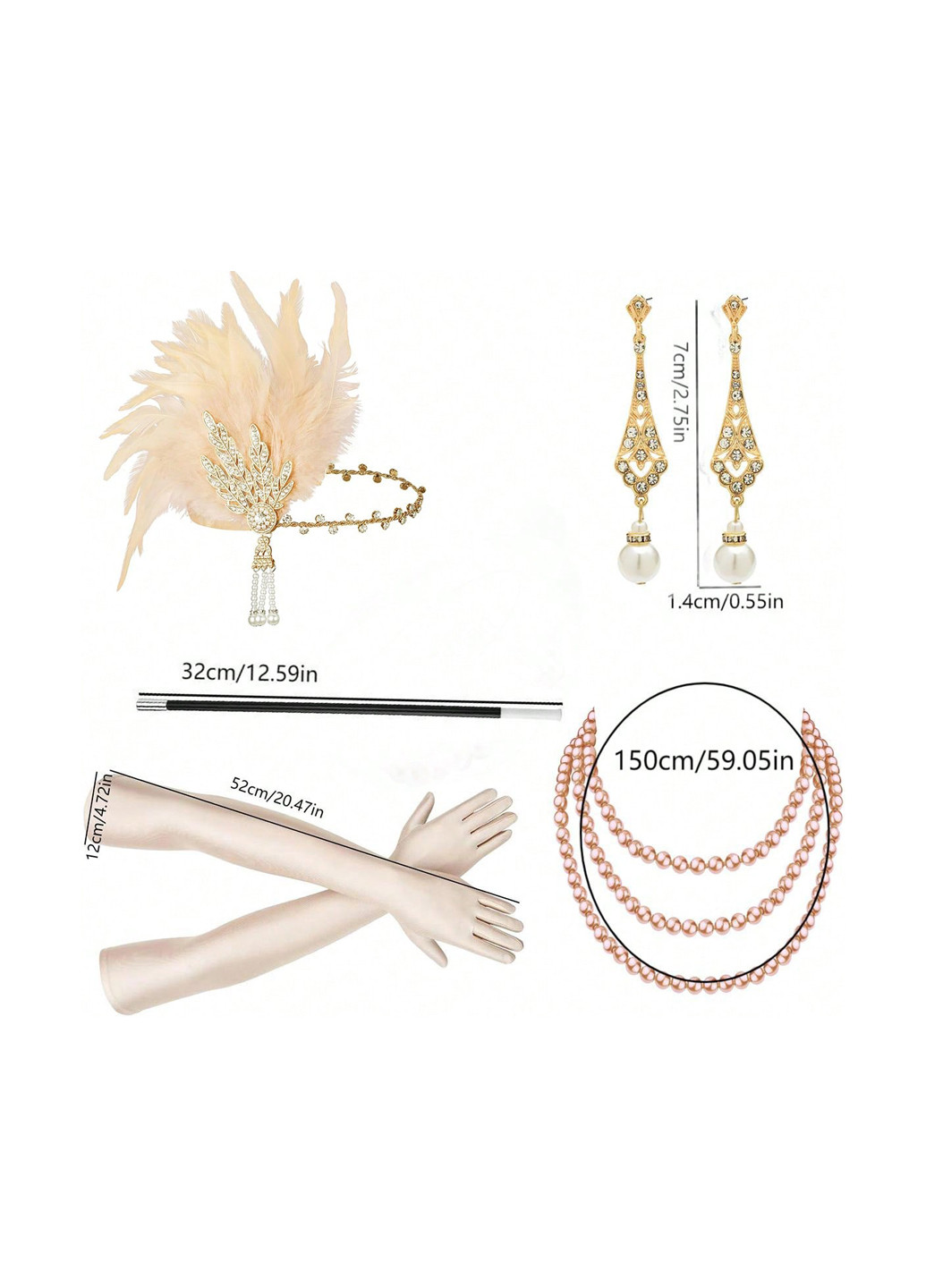 Набор аксессуаров (ободок, бусы, серьги, перчатки) SHEIN (346790447)