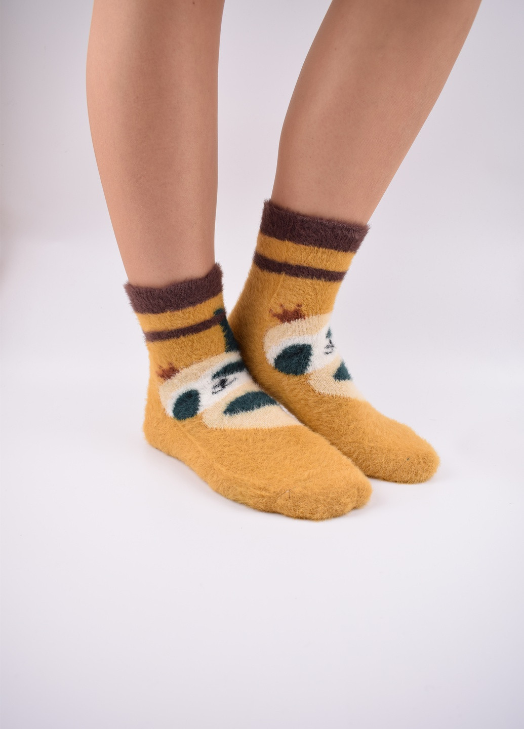 Ангонові пухнасті шкарпетки Корона абстрактні комбіновані повсякденні