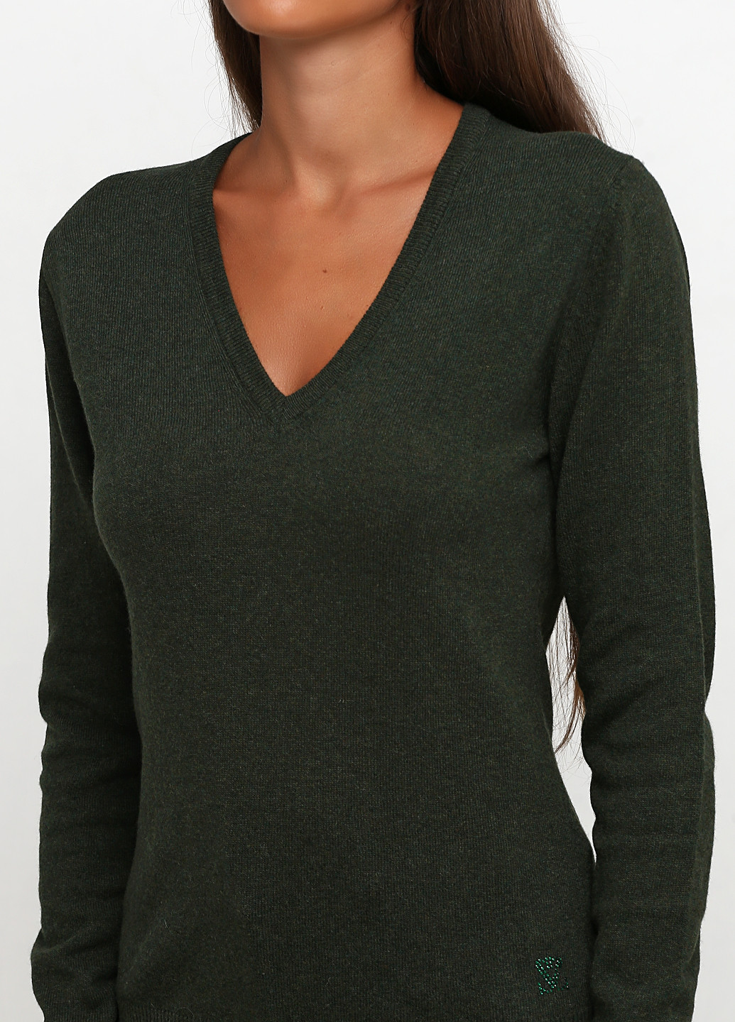Темно-зеленый демисезонный пуловер пуловер Sassofono