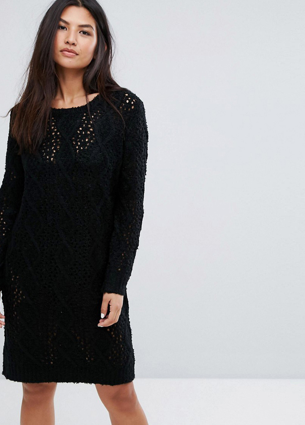 Черное кэжуал платье с длинным рукавом Asos