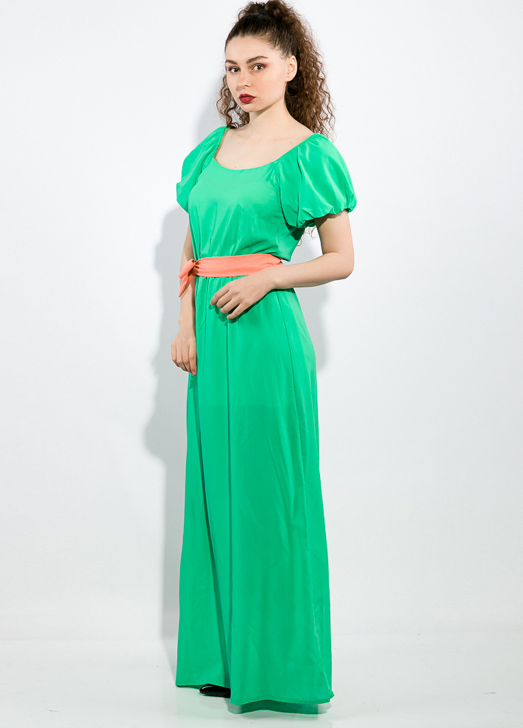 Зеленое кэжуал платье а-силуэт Kamomile однотонное