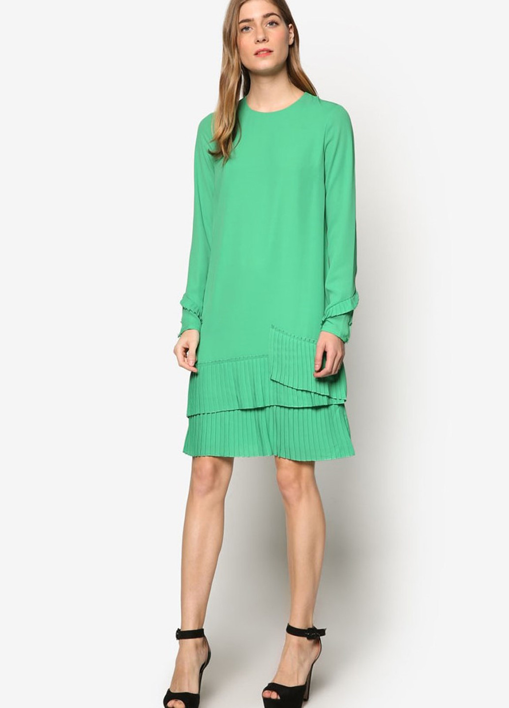 Зелена кежуал плаття, сукня а-силует Warehouse однотонна