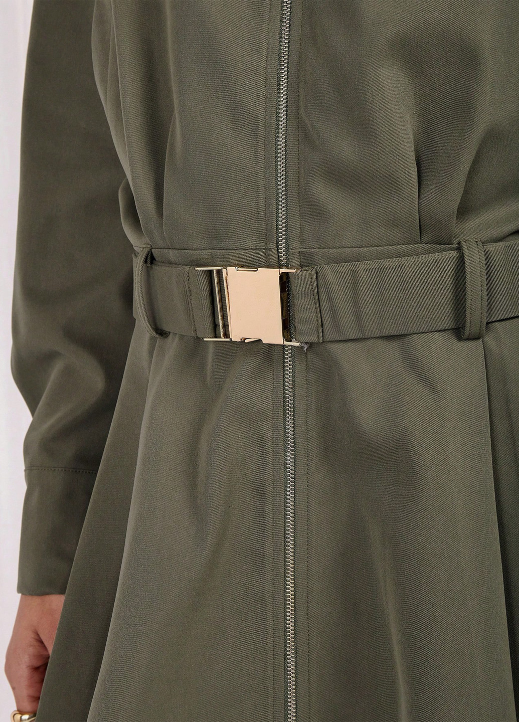 Оливковое (хаки) кэжуал платье SHEIN однотонное