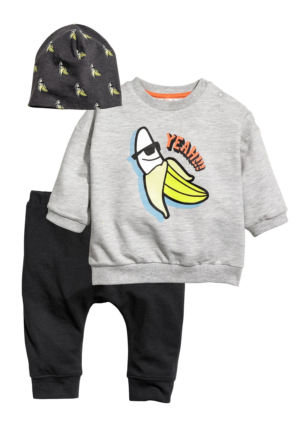 Комбинированный демисезонный комплект (свитшот, брюки, шапка) H&M