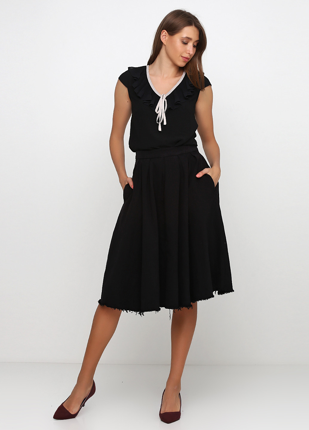 Черная кэжуал однотонная юбка Twin-Set колокол