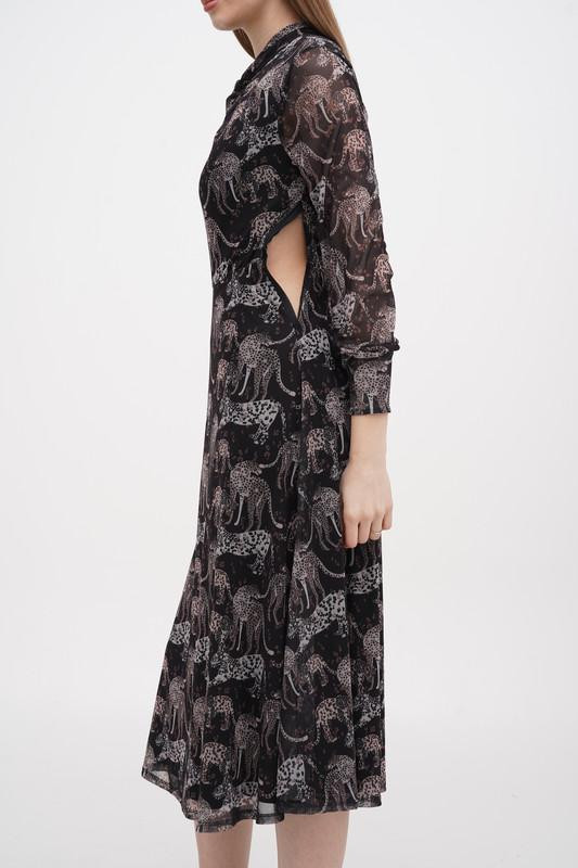 Черное кэжуал платье клеш Mohito с рисунком