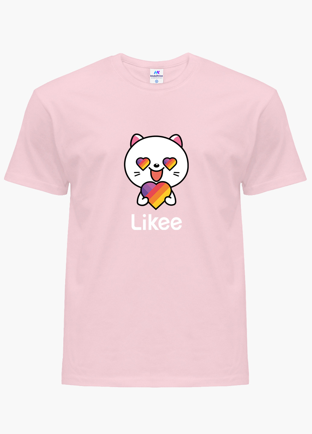 Розовая демисезонная футболка детская лайк котик (likee cat)(9224-1036) MobiPrint