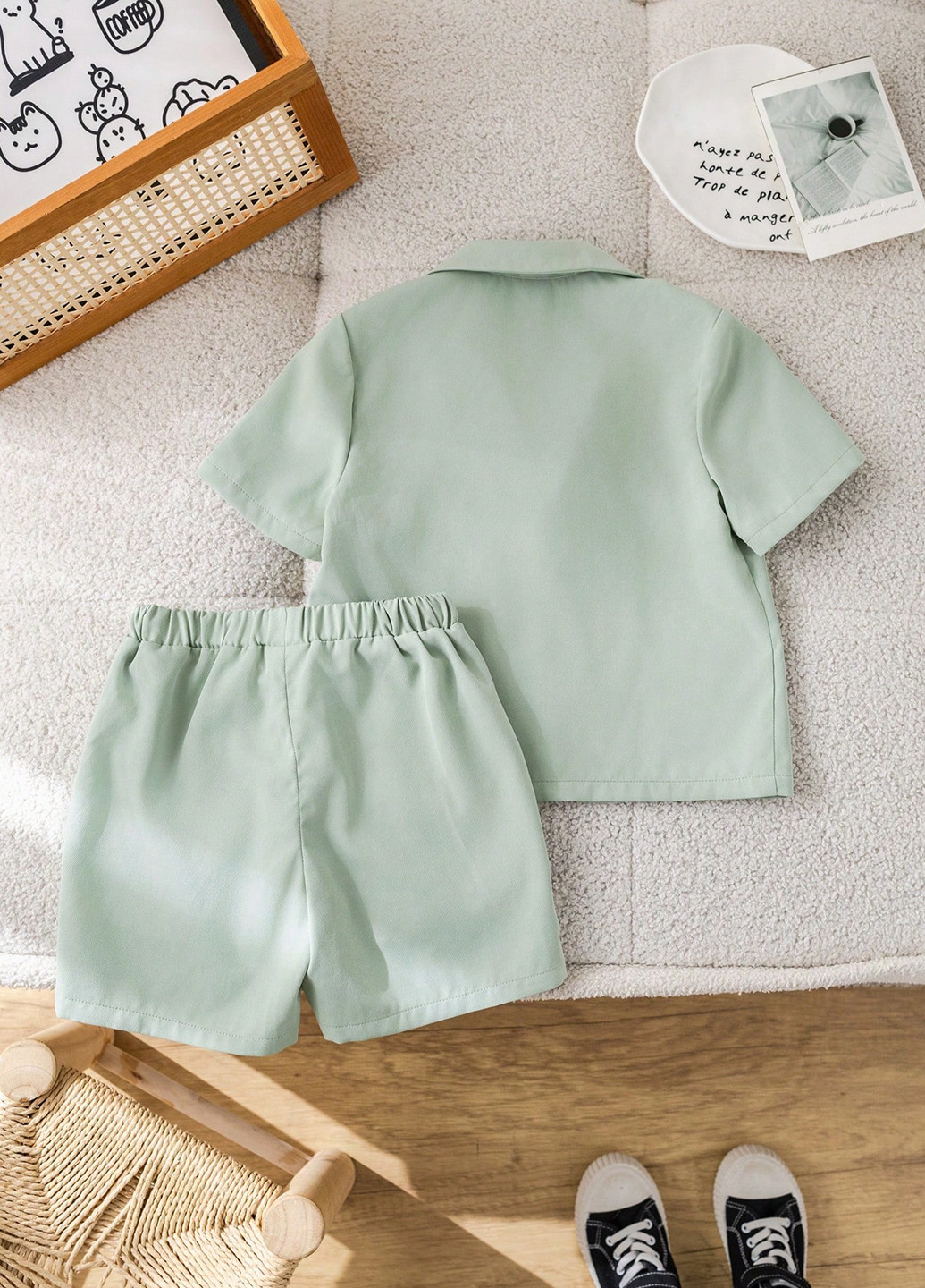 М'ятний літній костюм (піджак, шорти) з шортами SHEIN
