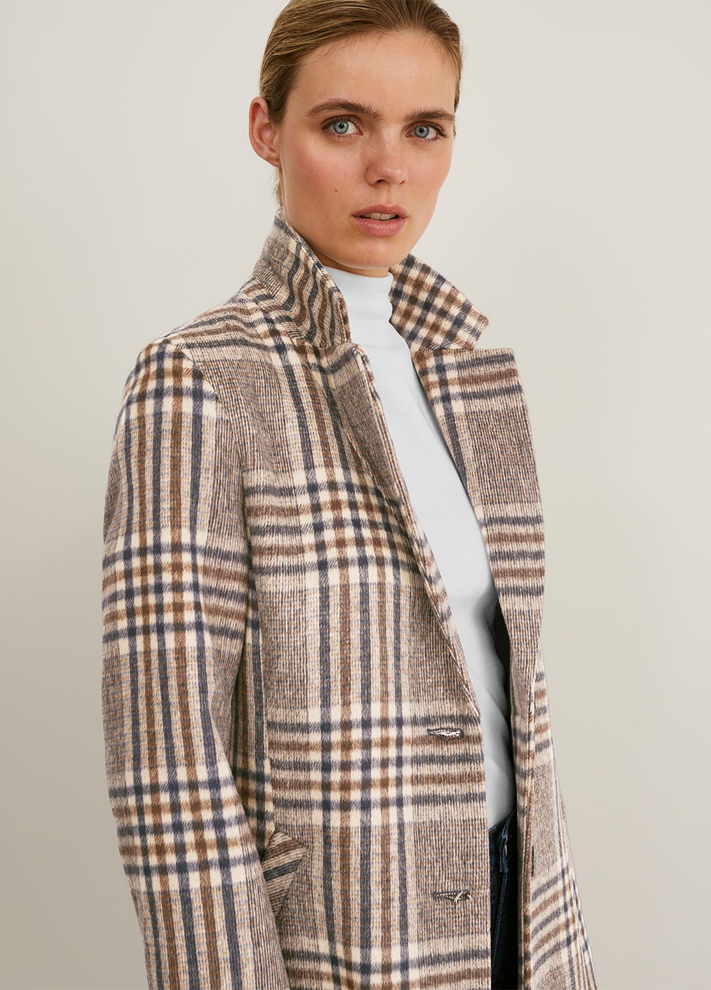 Бежевое демисезонное Пальто однобортное C&A