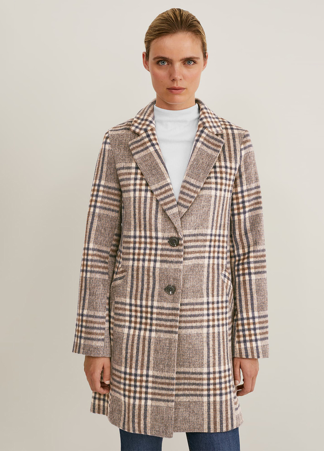 Бежевое демисезонное Пальто однобортное C&A