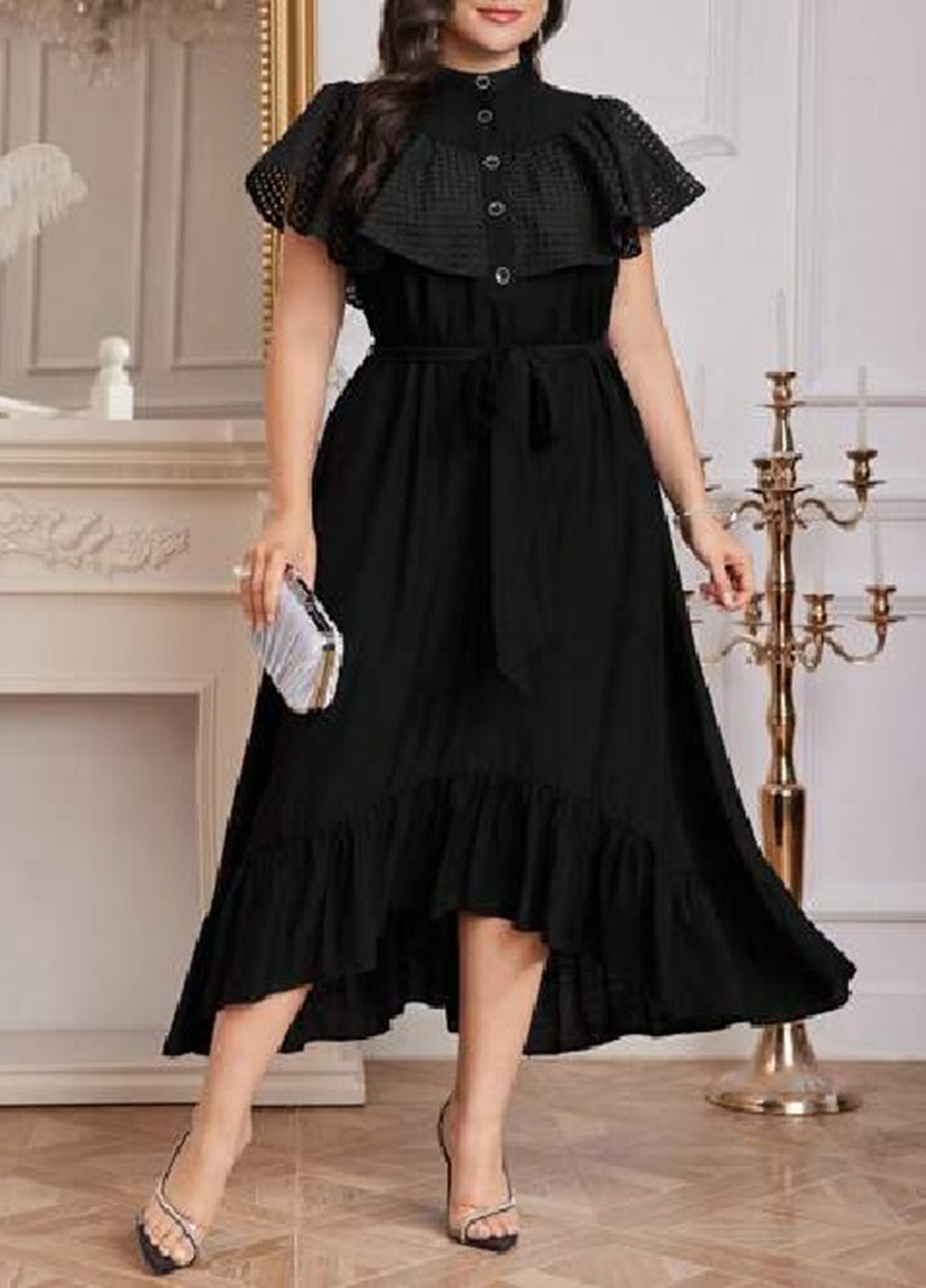 Черное кэжуал платье SHEIN однотонное