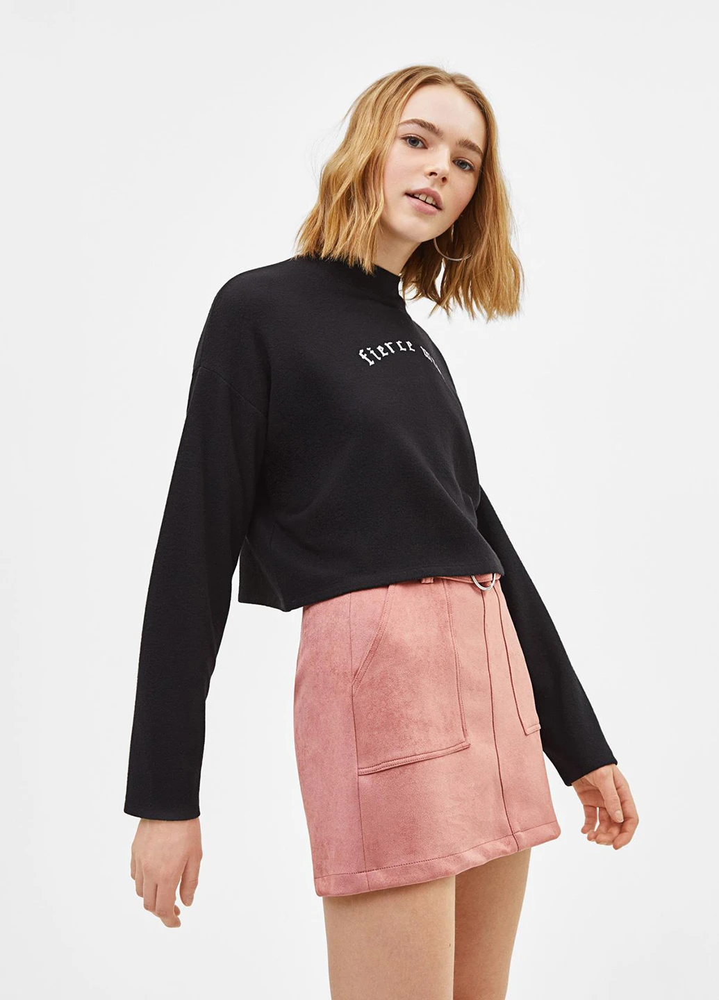 Чорний світшоти Bershka напис без декору (248895728)