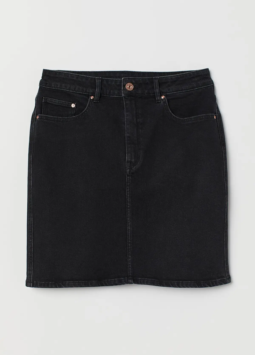 Черная джинсовая однотонная юбка H&M карандаш
