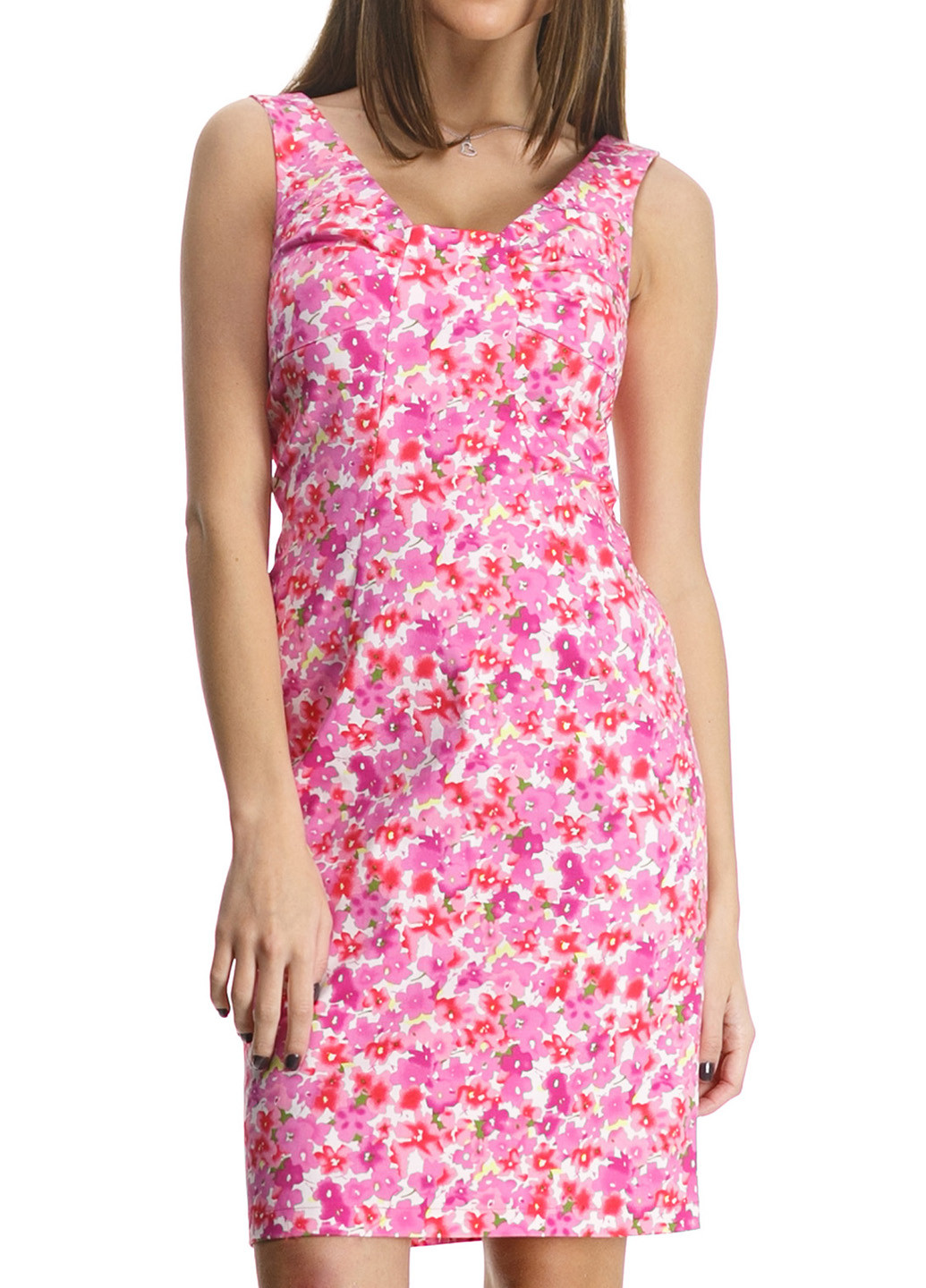 Розовое кэжуал платье а-силуэт Bon-Ion Design Studio с цветочным принтом
