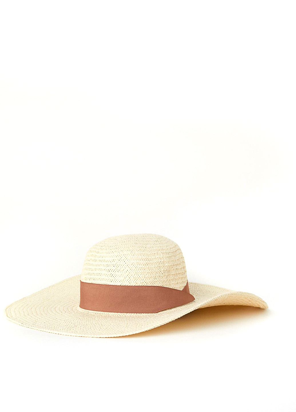 Шляпа H&M широкополая однотонная бежевая пляжная искусственная солома