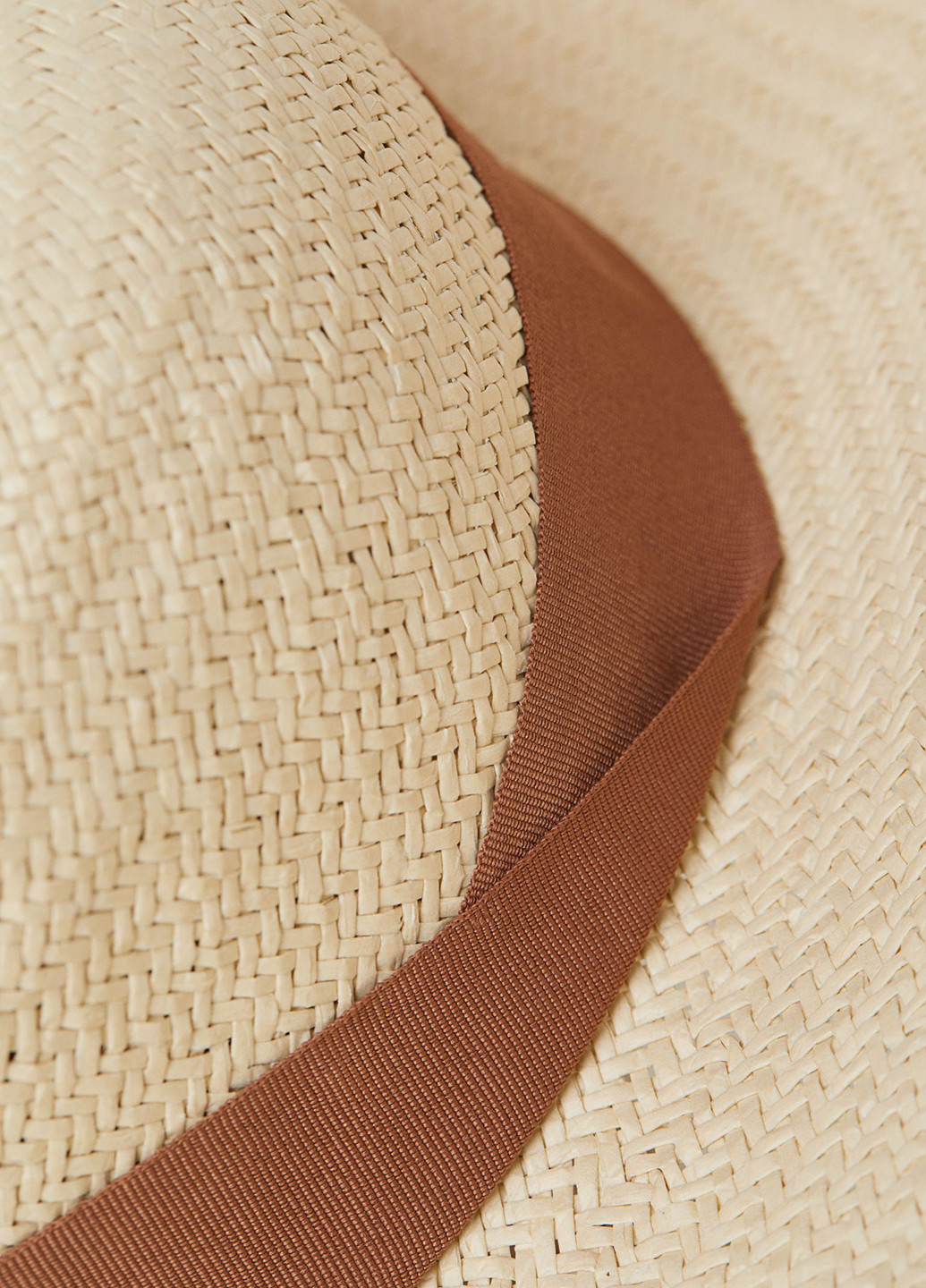 Шляпа H&M широкополая однотонная бежевая пляжная искусственная солома
