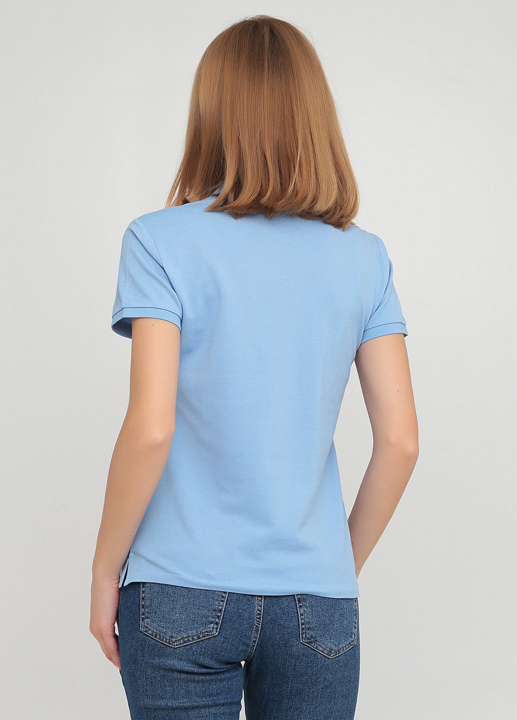 Голубой женская футболка-поло Ralph Lauren однотонная