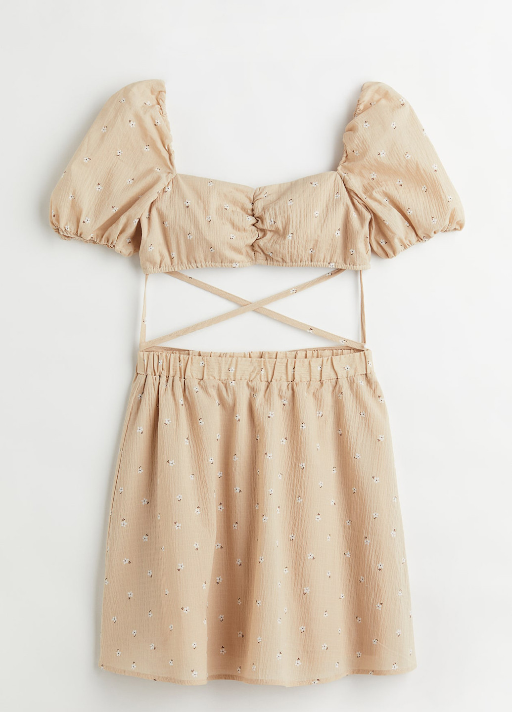 Бежевое кэжуал платье клеш, с открытой спиной H&M однотонное