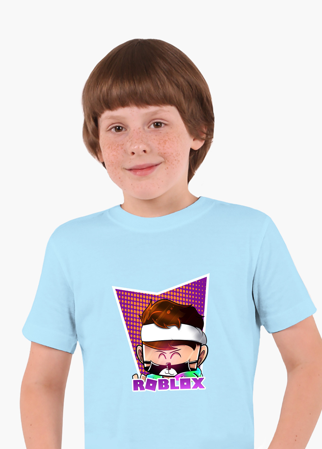 Голубая демисезонная футболка детская роблокс (roblox)(9224-1221) MobiPrint