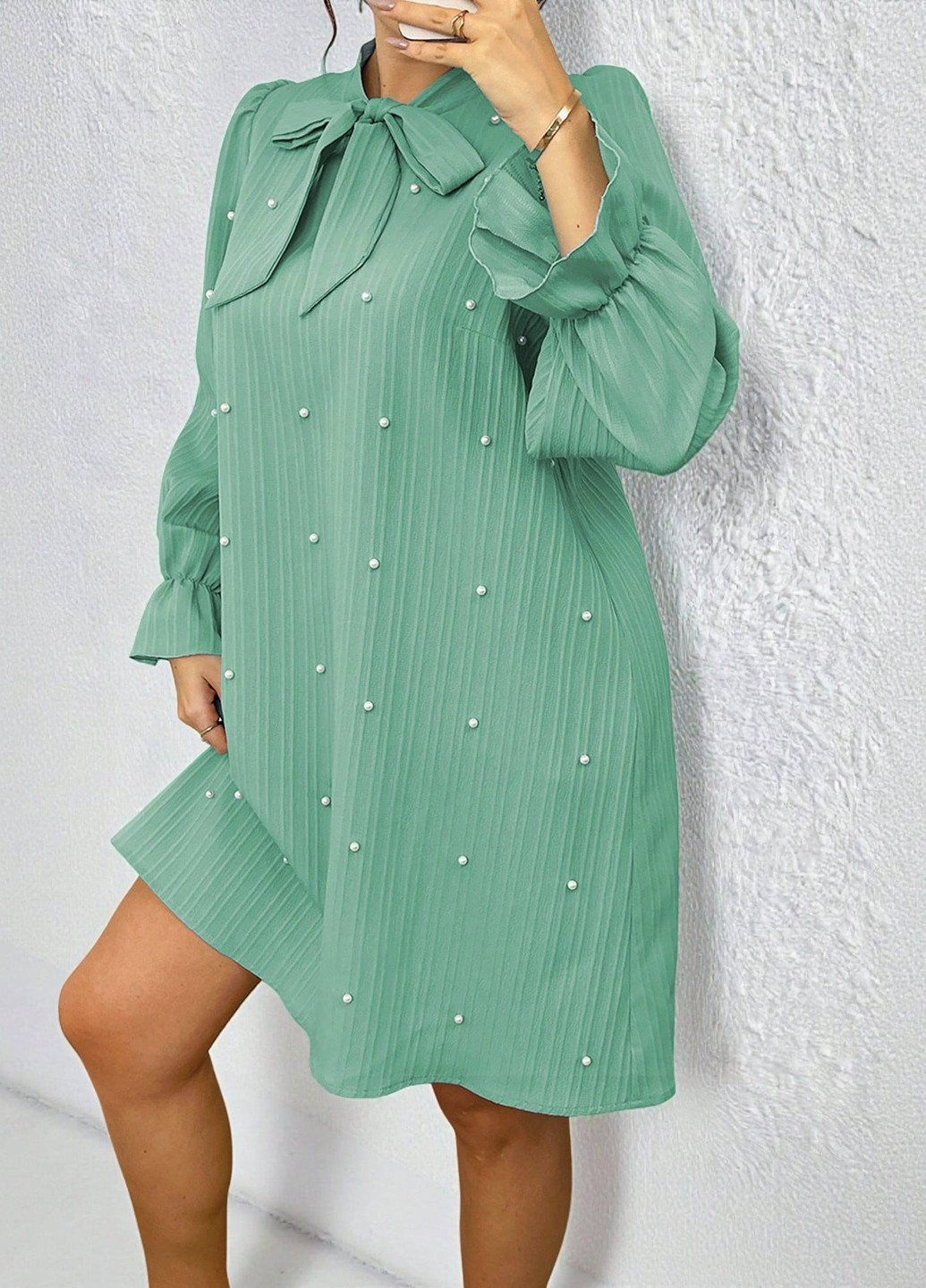 М'ятна коктейльна, кежуал сукня а-силует SHEIN однотонна