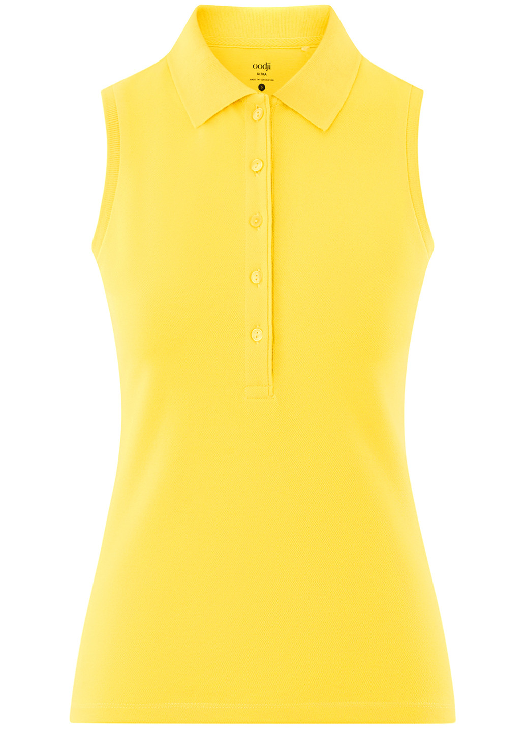 Желтая женская футболка-поло Oodji однотонная