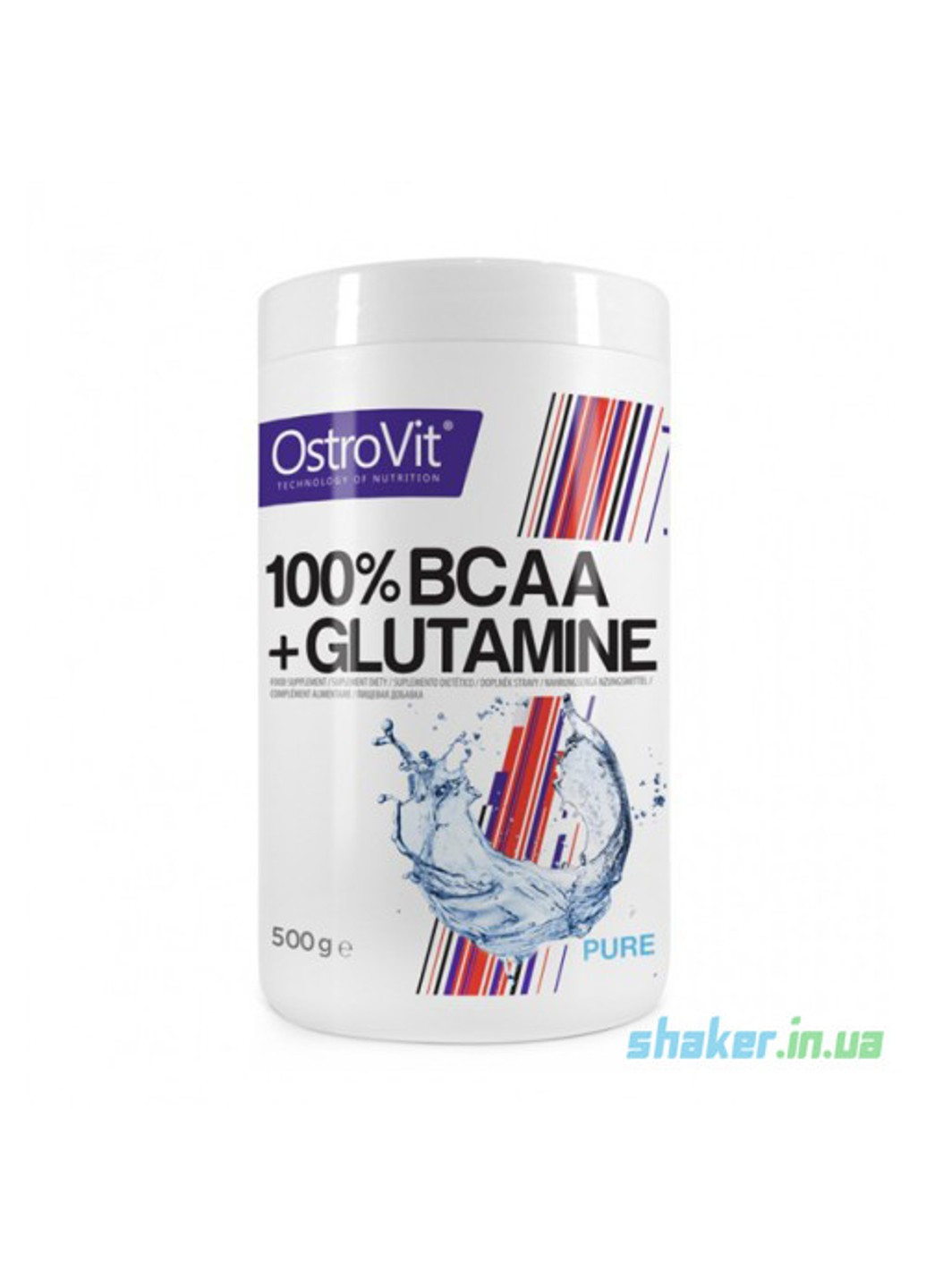 БЦАА 100% BCAA + Glutamine (500 г) острови з глютамином pure Ostrovit (255362067)