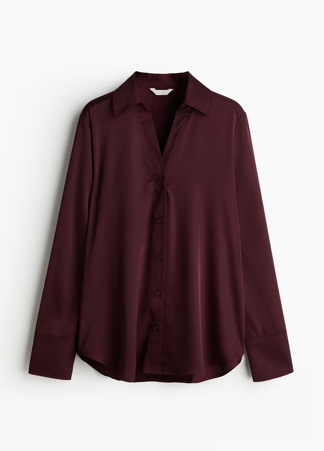Бордовая кэжуал рубашка однотонная H&M