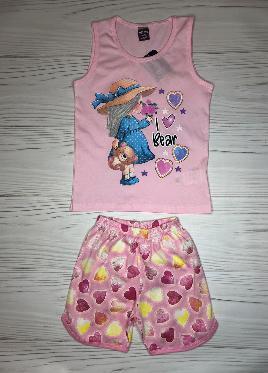 Пудровая всесезон пижама (майка, шорты) майка + шорты Vitmo baby