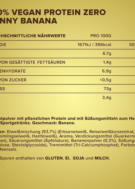 100% Vegan Protein Zero 500 g /16 servings/ Banana Ironmaxx (256379976)