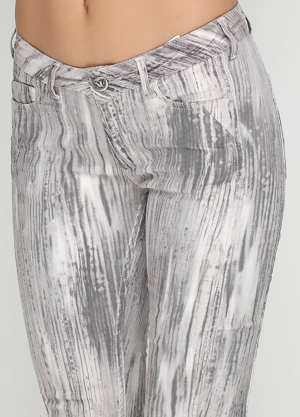 Джинси NU DENMARK завужені абстрактні сіро-бежеві джинсові