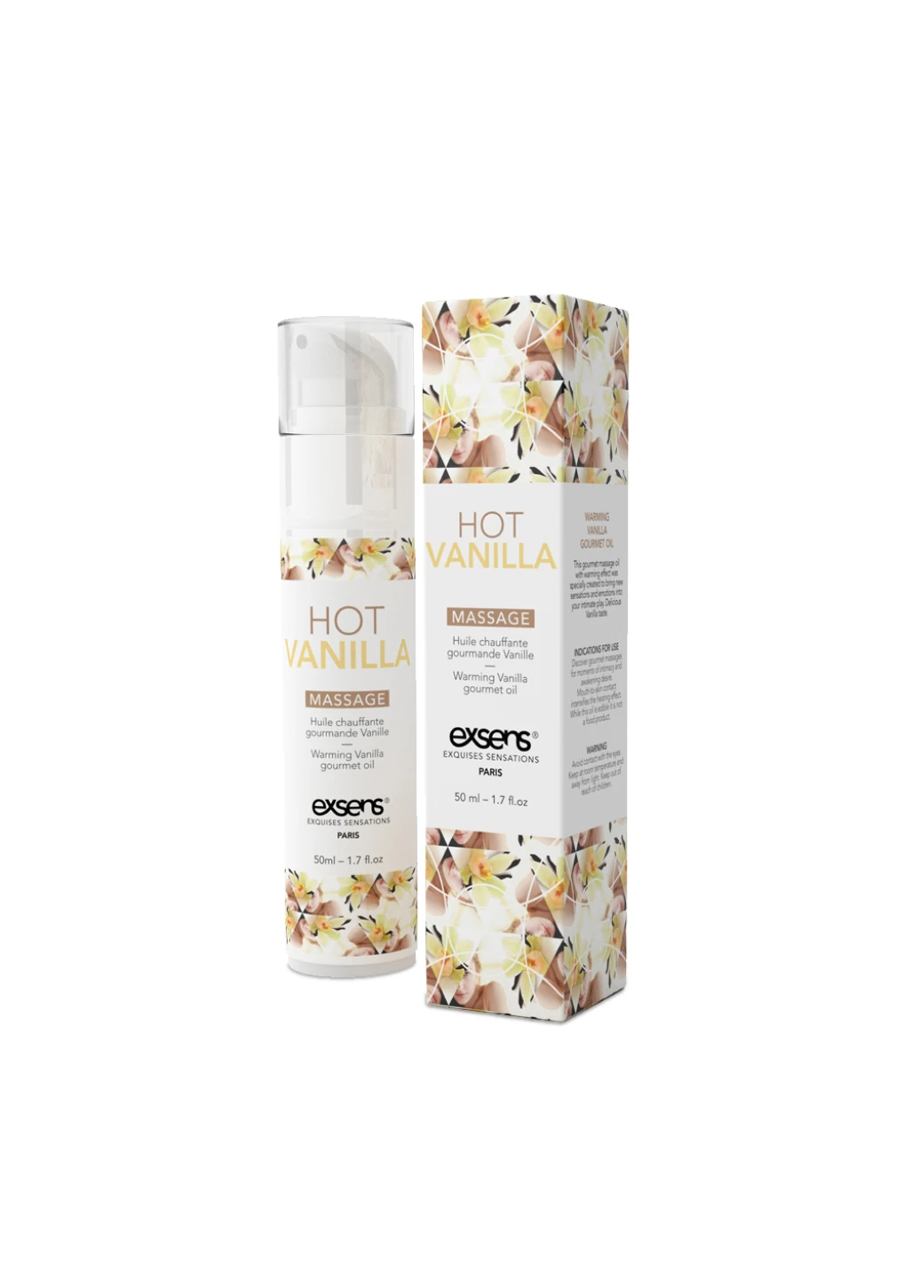 Массажное масло Hot Vanilla 50мл разогревающее, без сахара, без парабенов, съедобное Exsens (252531621)