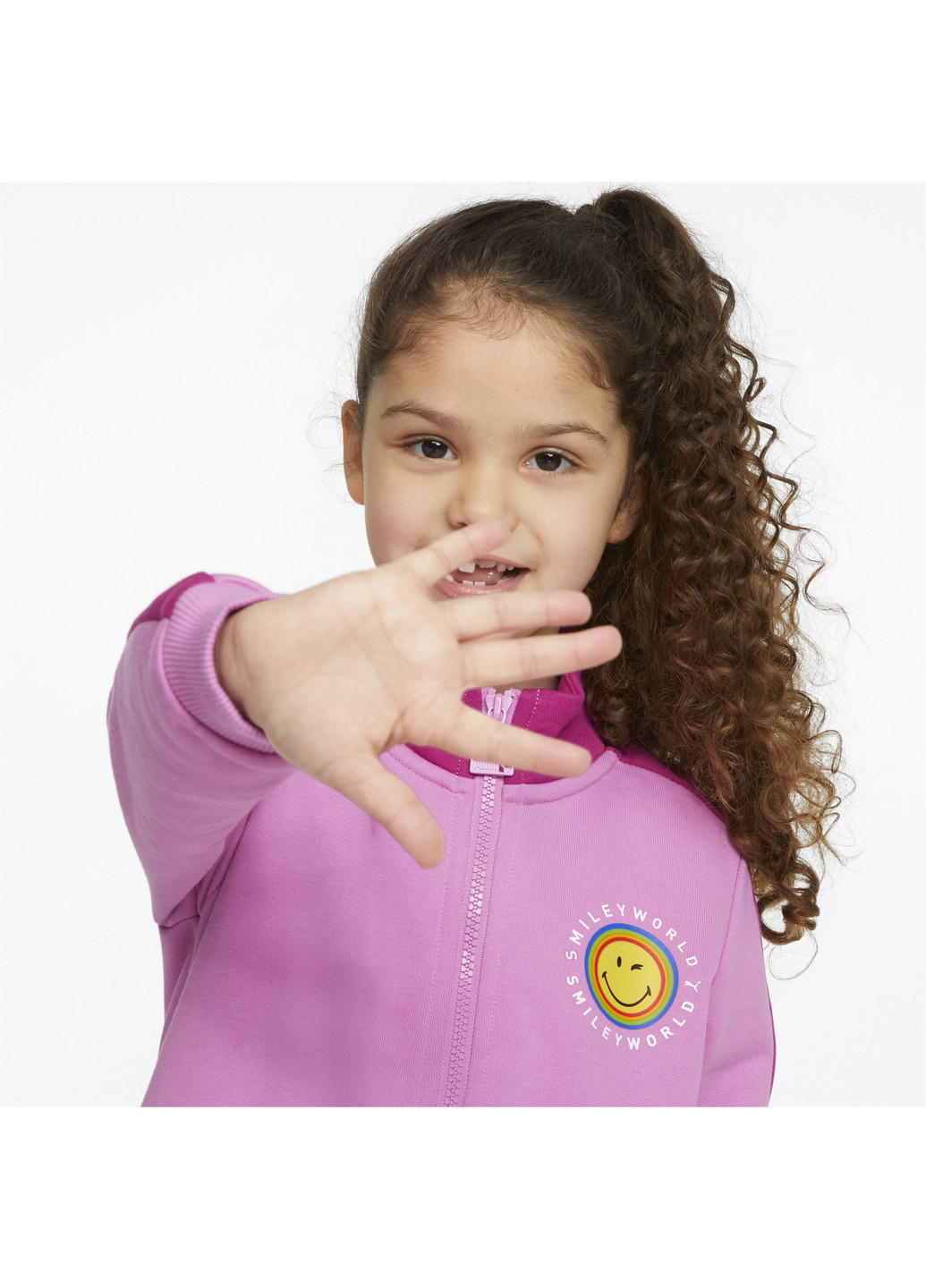 Розовая демисезонная детская олимпийка x smileyworld t7 kids' track jacket Puma