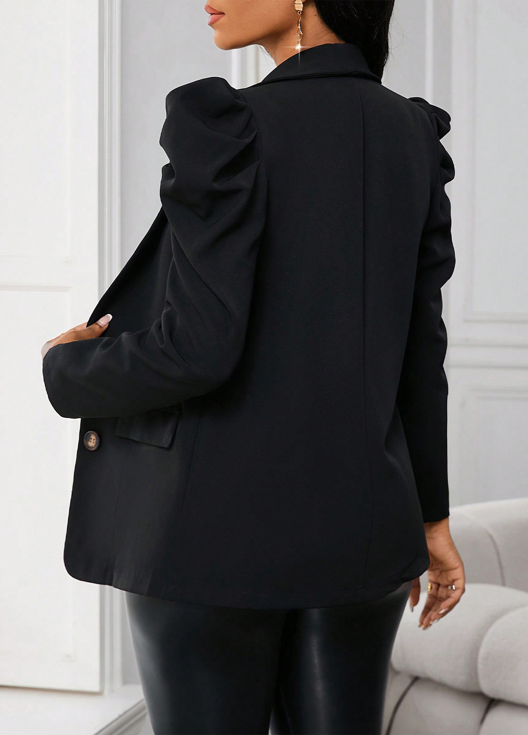 Черный женский жакет SHEIN однотонный - демисезонный
