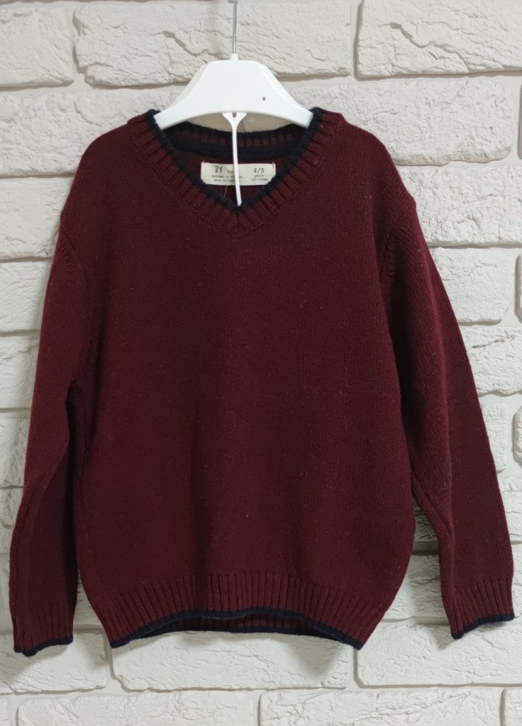 Бордовый зимний шерстяной свитер ZY