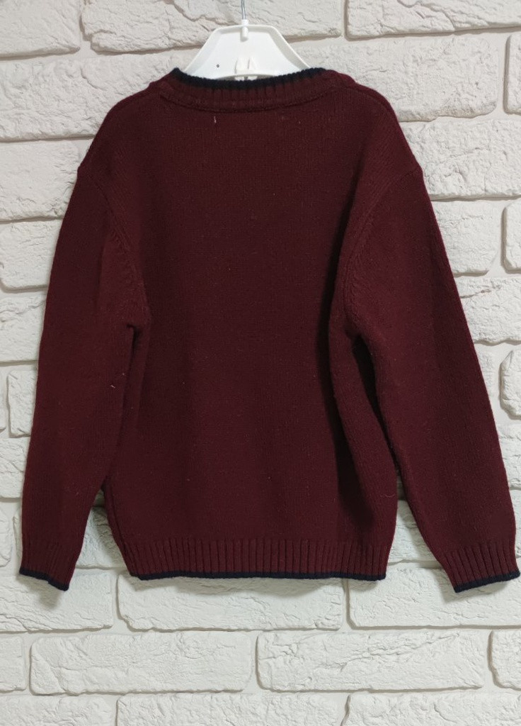 Бордовый зимний шерстяной свитер ZY