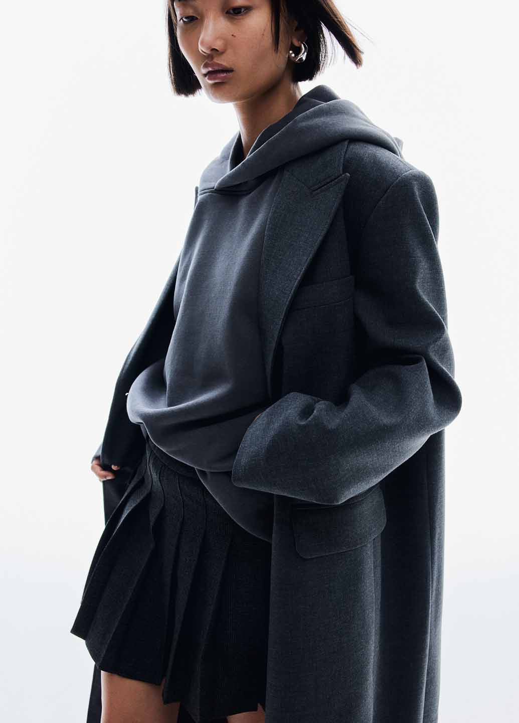 Сіре демісезонне Пальто однобортне H&M