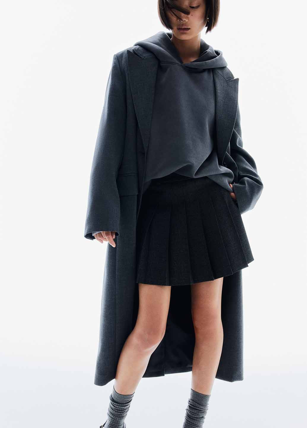 Сіре демісезонне Пальто однобортне H&M