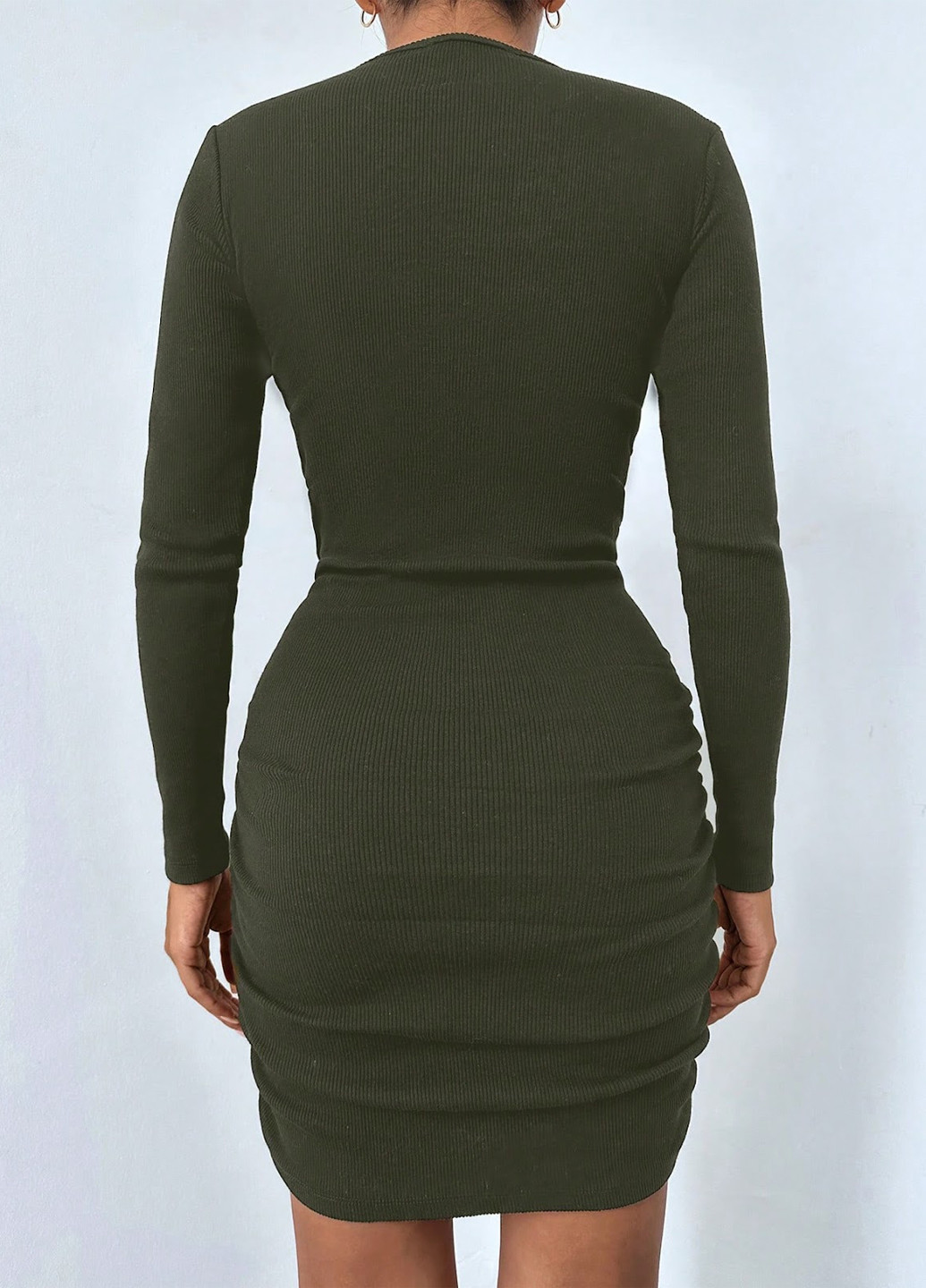 Оливкова (хакі) кежуал сукня силуетна SHEIN однотонна