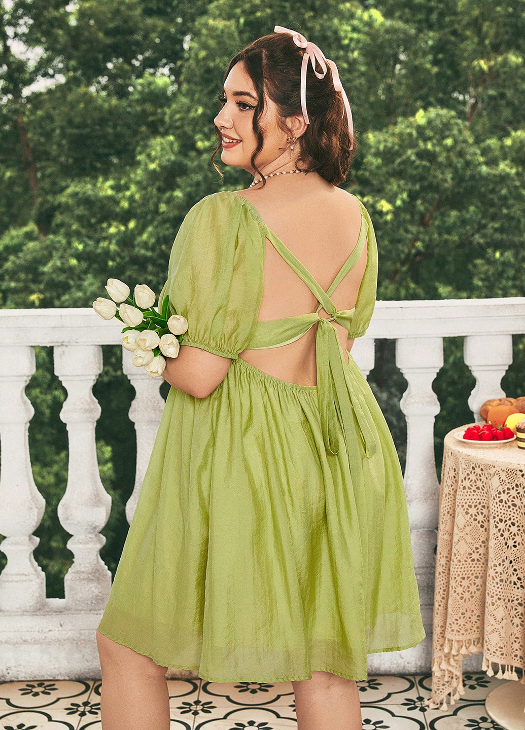 Салатова кежуал сукня в стилі армпір SHEIN однотонна