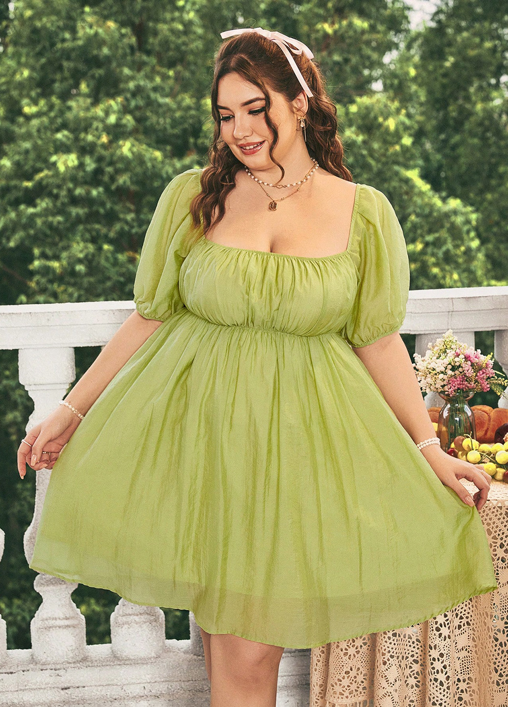 Салатова кежуал сукня в стилі армпір SHEIN однотонна