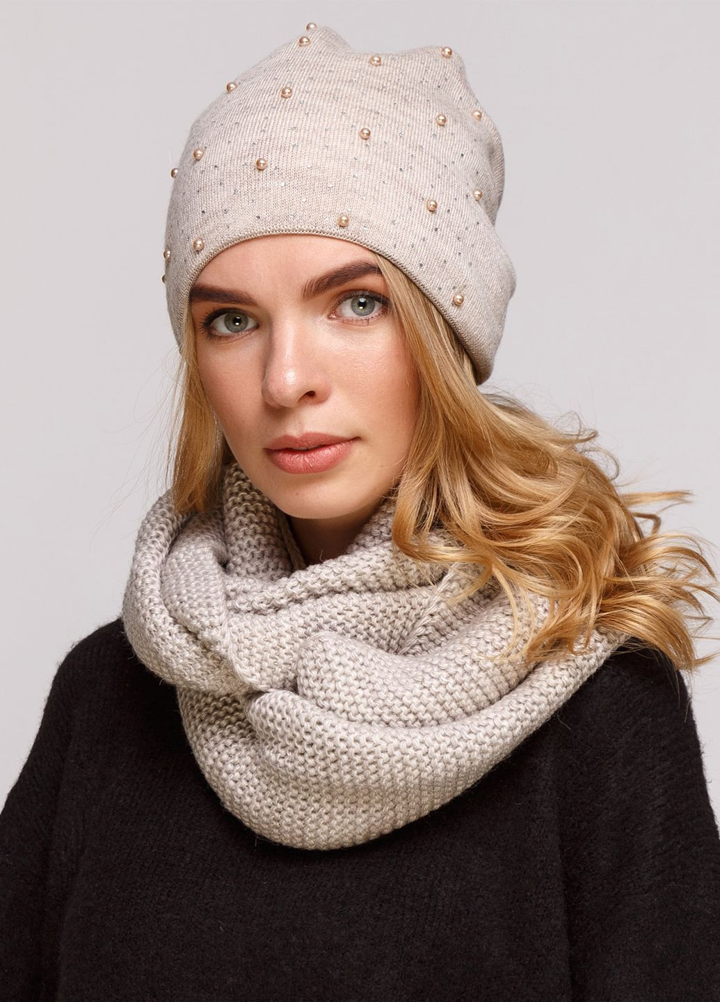 Теплий зимовий комплект (шапка, шарф-снуд) на флісовій підкладці 660042 DeMari марс (239417730)