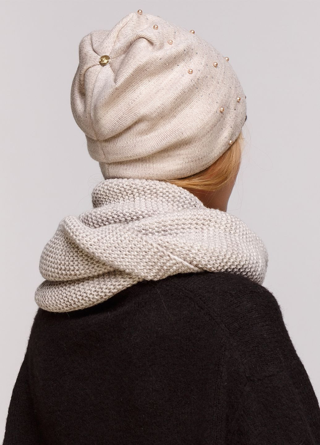 Теплый зимний комплект (шапка, шарф-снуд) на флисовой подкладке 660042 DeMari марс (239417730)