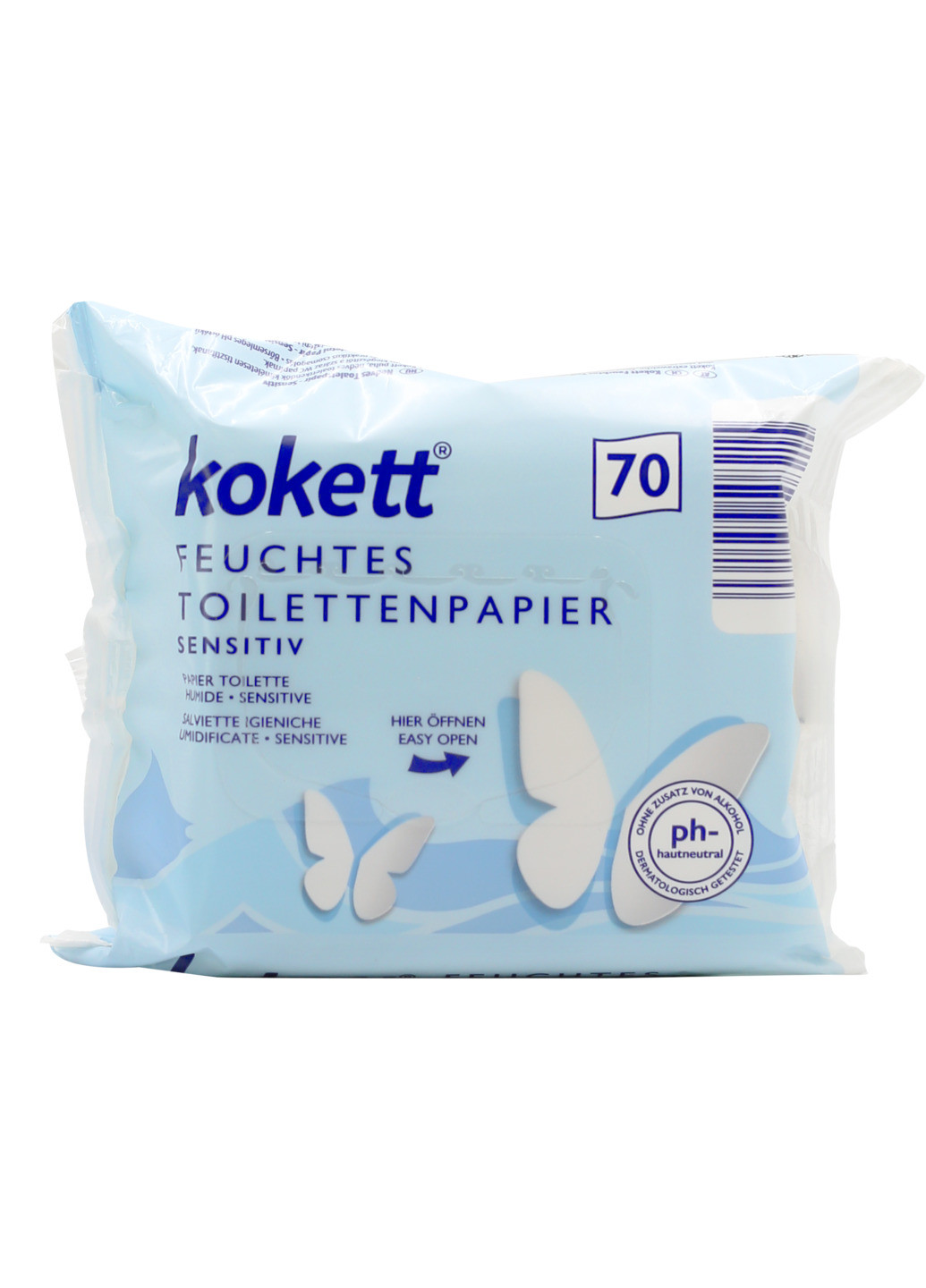 Вологий туалетний папір-серветки Sensitive 70 шт Kokett (254094995)