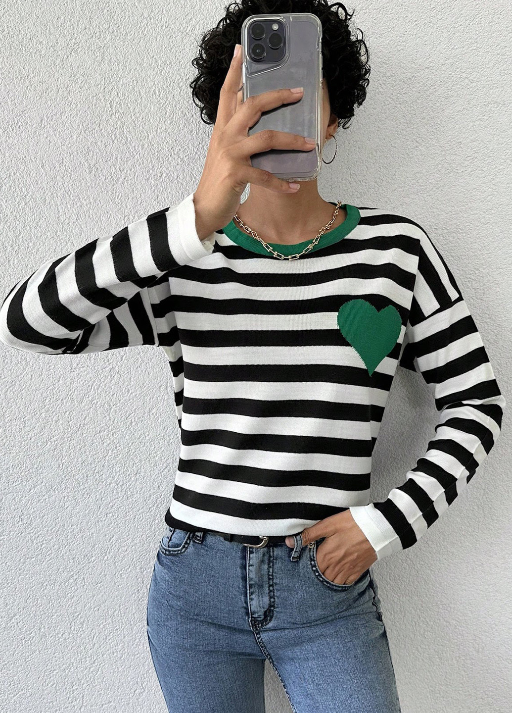 Черно-белый демисезонный джемпер джемпер SHEIN