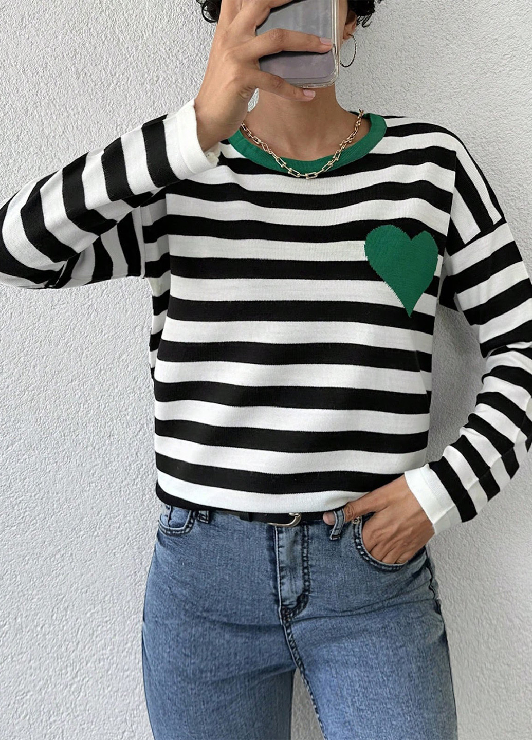 Черно-белый демисезонный джемпер джемпер SHEIN