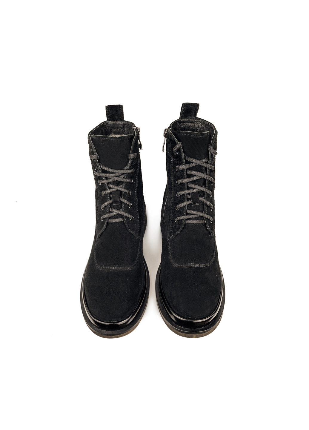 Зимние зимние ботинки с мехом женские черные замшевые Brocoli из натуральной замши