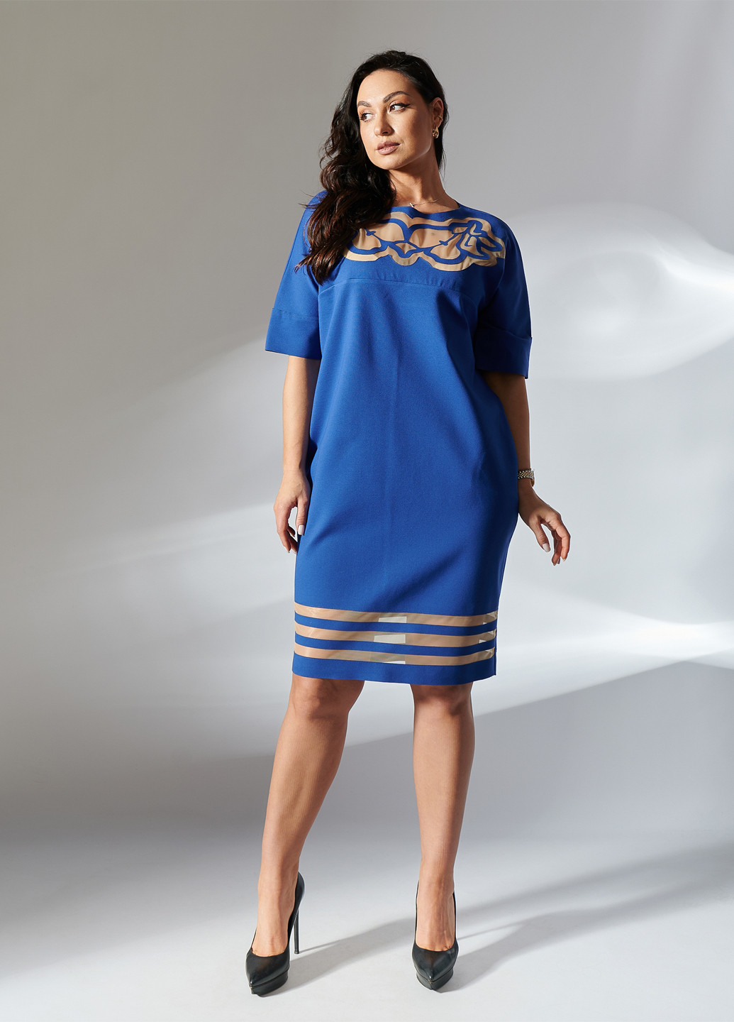 Синее кэжуал платье LibeAmore однотонное